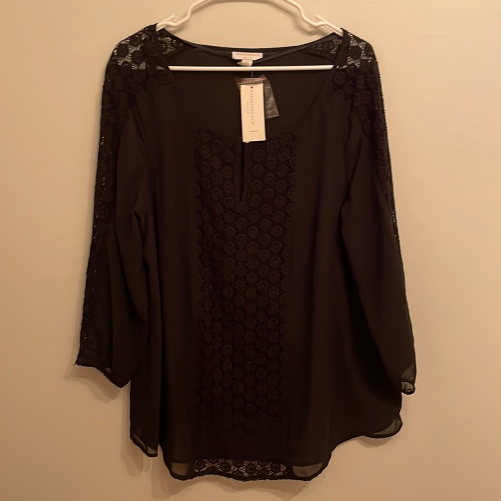 Charter Club blouse, black, NWT, plus size